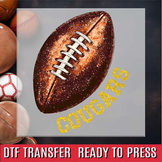 Cougars Glitter Football DTF Transfer