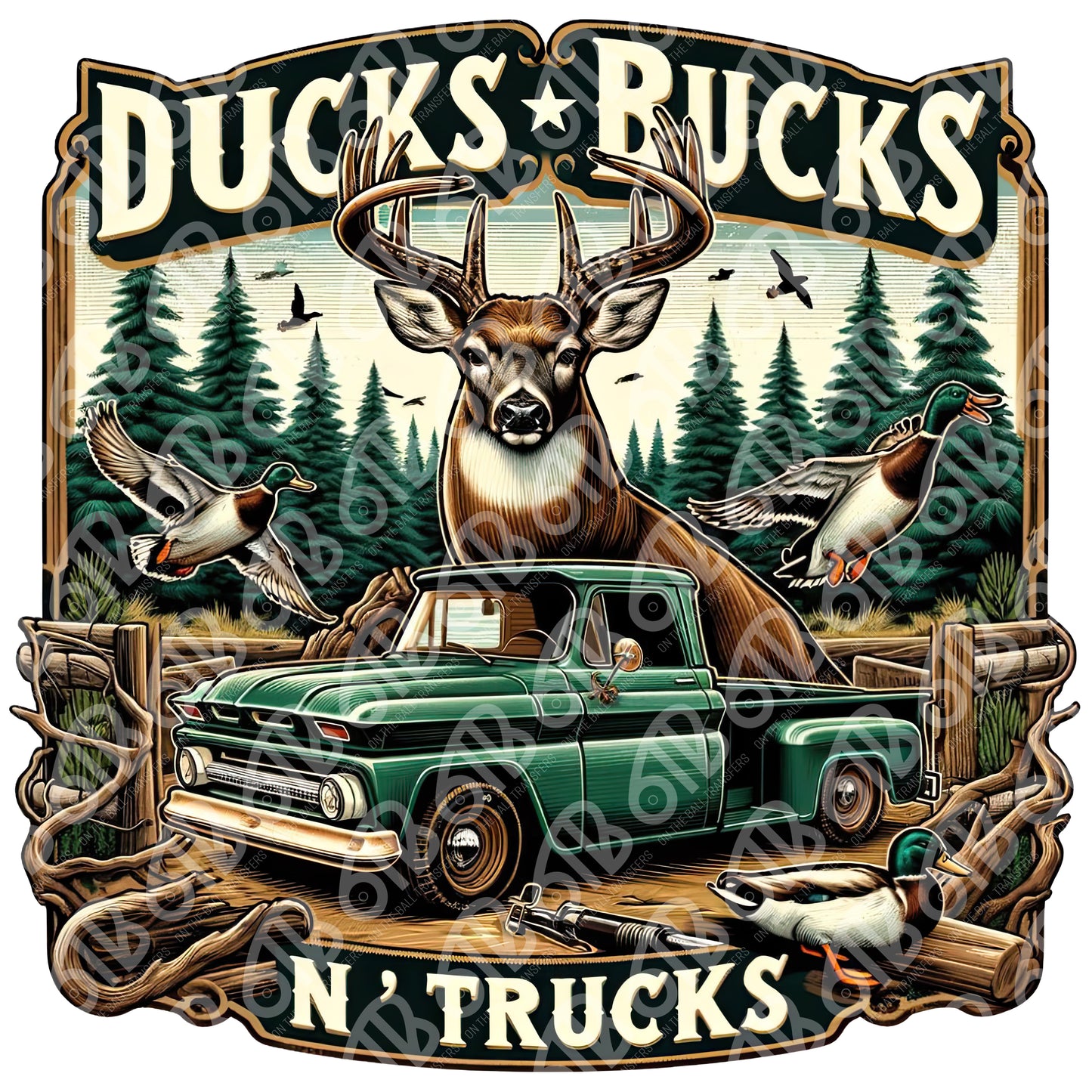Ducks, Bucks, and Trucks DTF Transfer