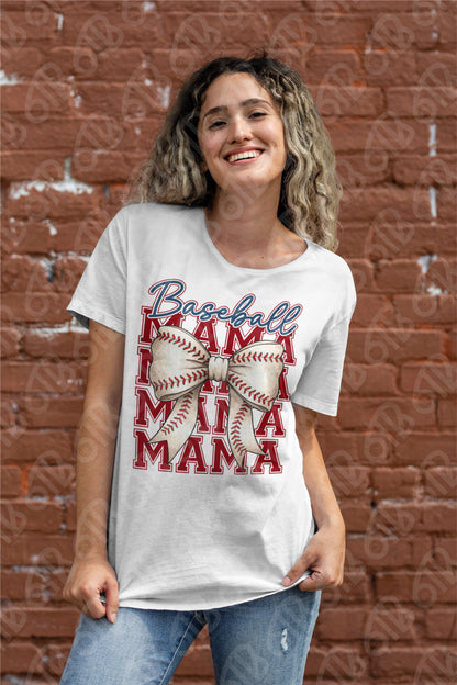Baseball Mama Bow DTF Transfer