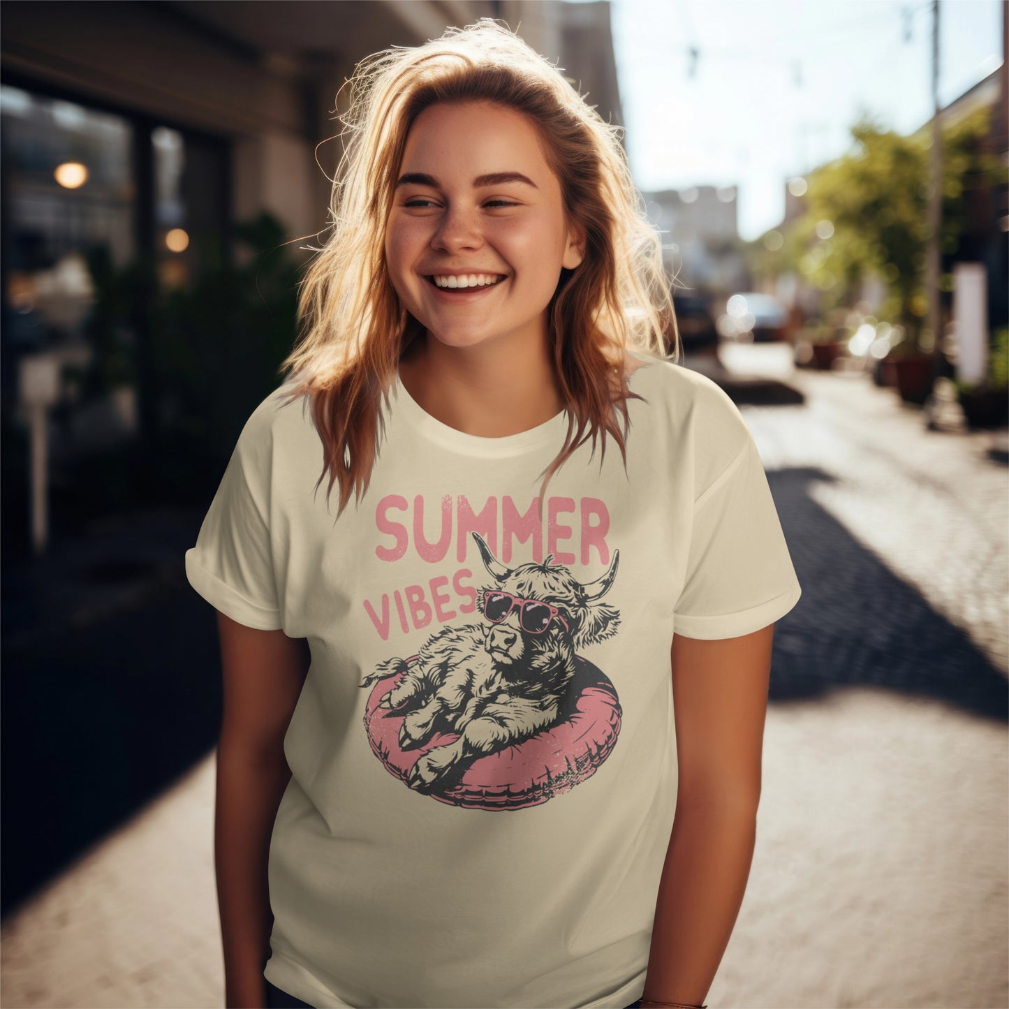 Summer Vibes Highland Cow DTF Transfer