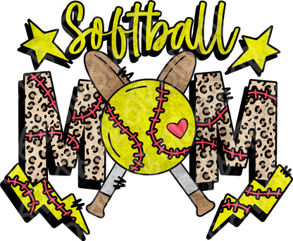 Softball Mom Retro Cheetah DTF Transfer