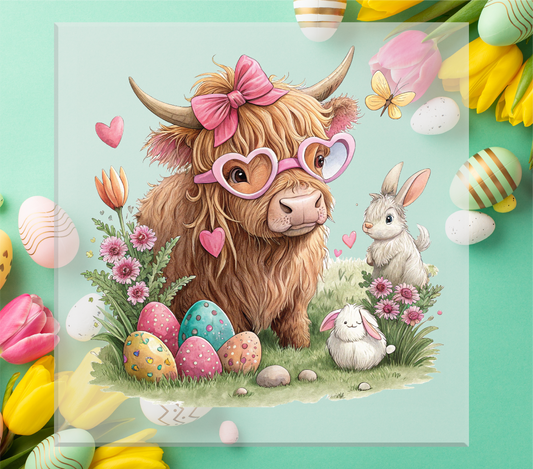 Easter Highland Cow DTF Transfer