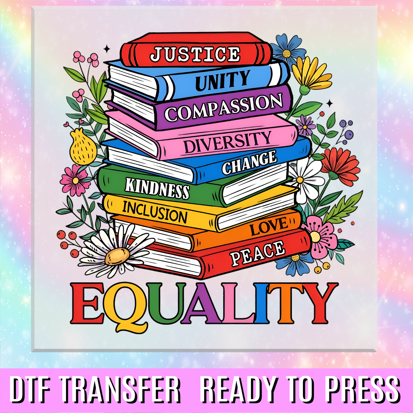 Equality Book Stack DTF Transfer