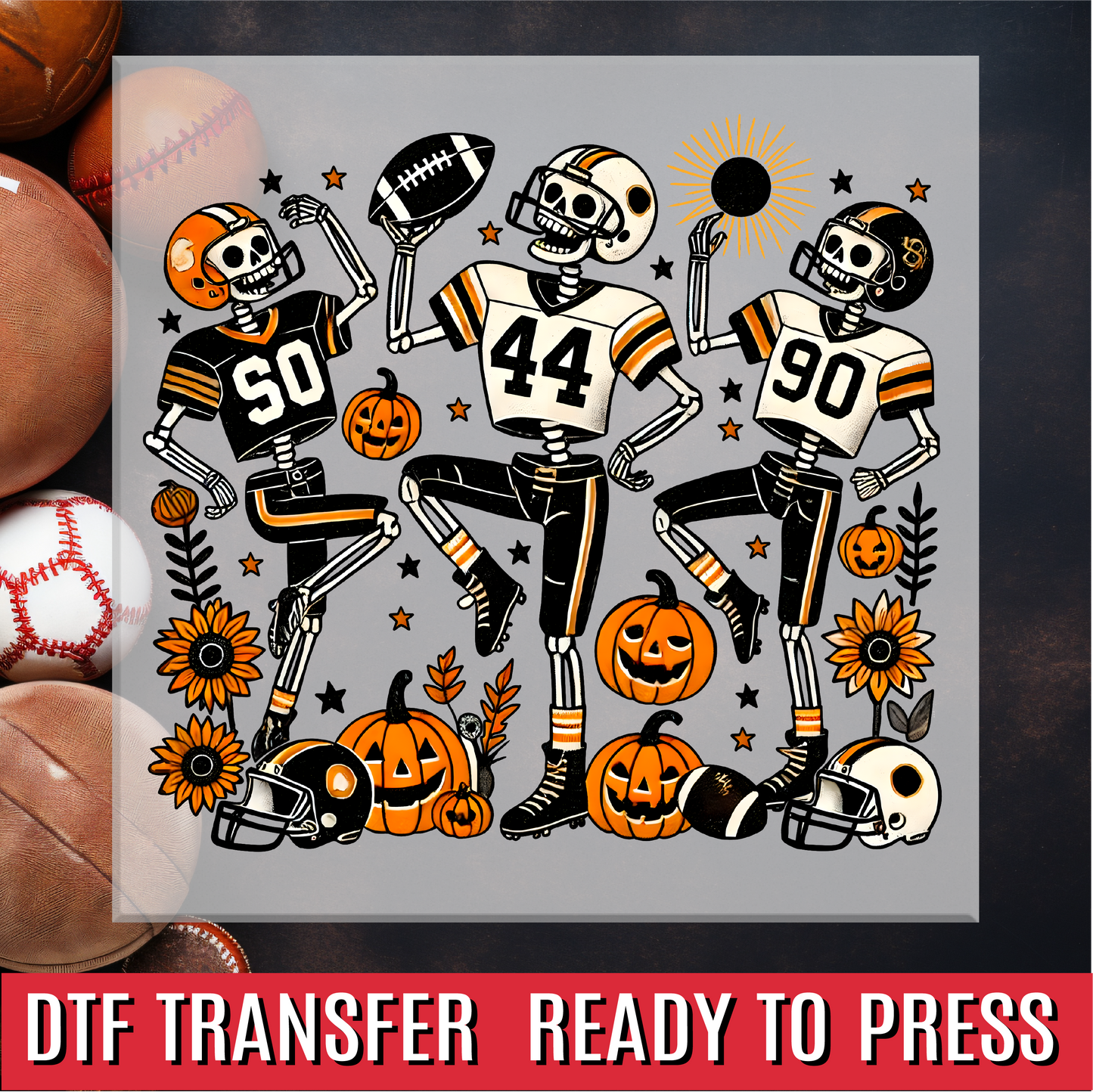 Fall Football Skeleton Players DTF Transfer