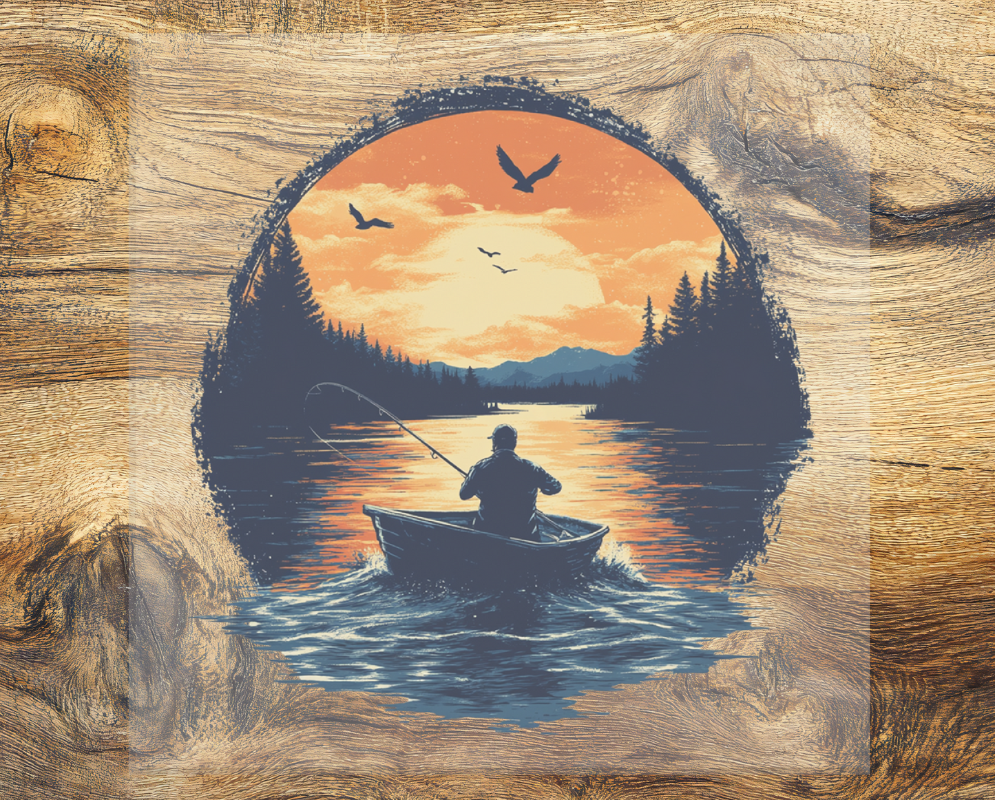 Fishing Lake Scene DTF Transfer