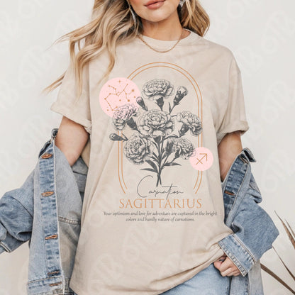 Sagittarius Zodiac Flowers DTF Transfer