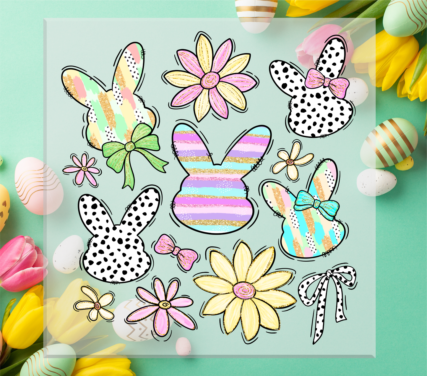 Floral Bunny Coquette DTF Transfer