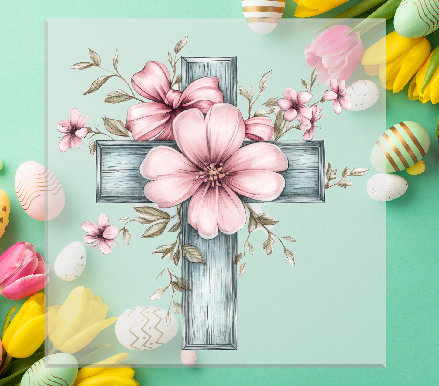 Floral Easter Cross DTF Transfer