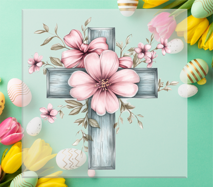 Floral Easter Cross DTF Transfer
