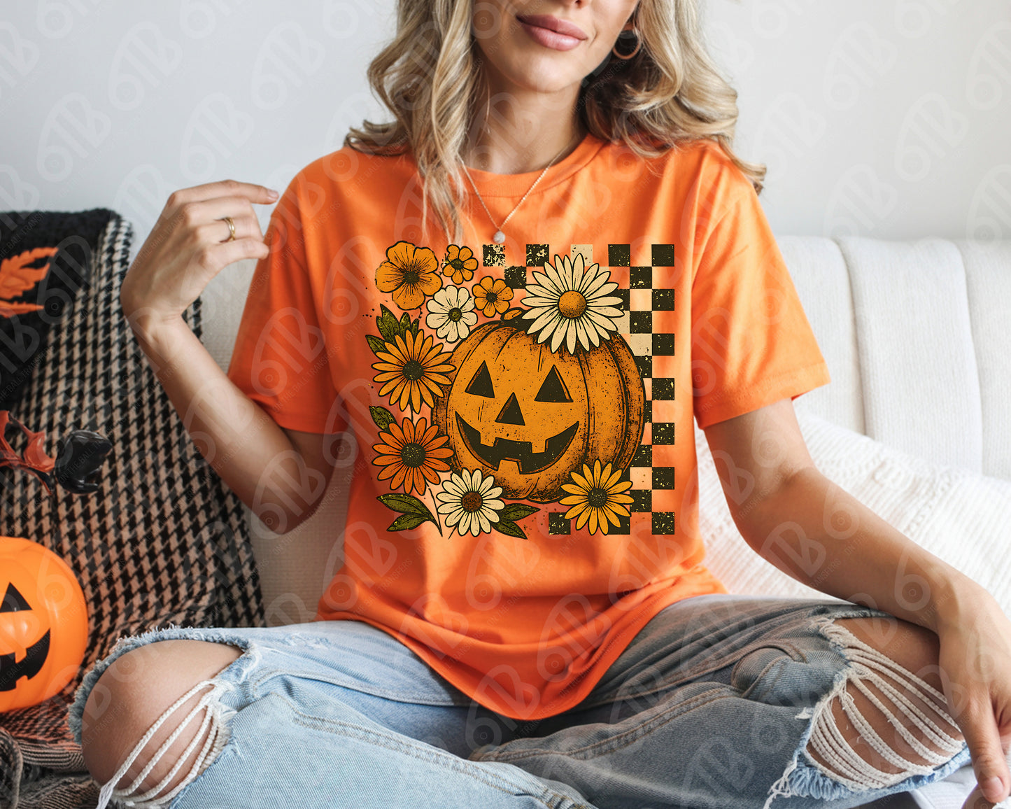 Fall Floral Pumpkin DTF Transfer
