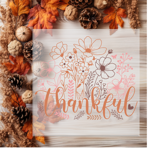 Floral Thankful DTF Transfer