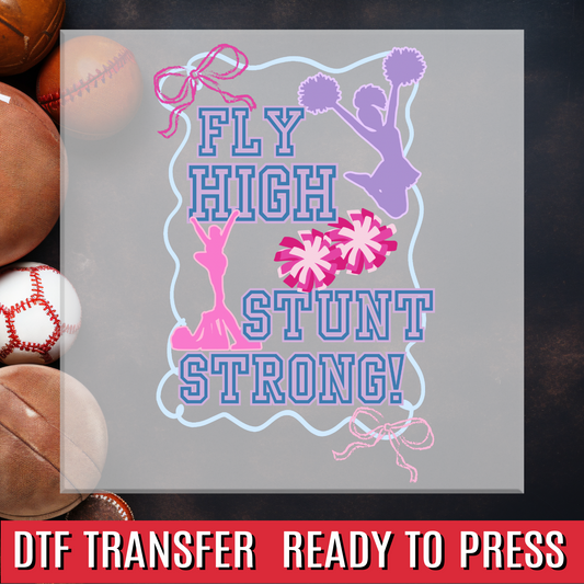 Fly High Stunt Strong Cheer DTF Transfer