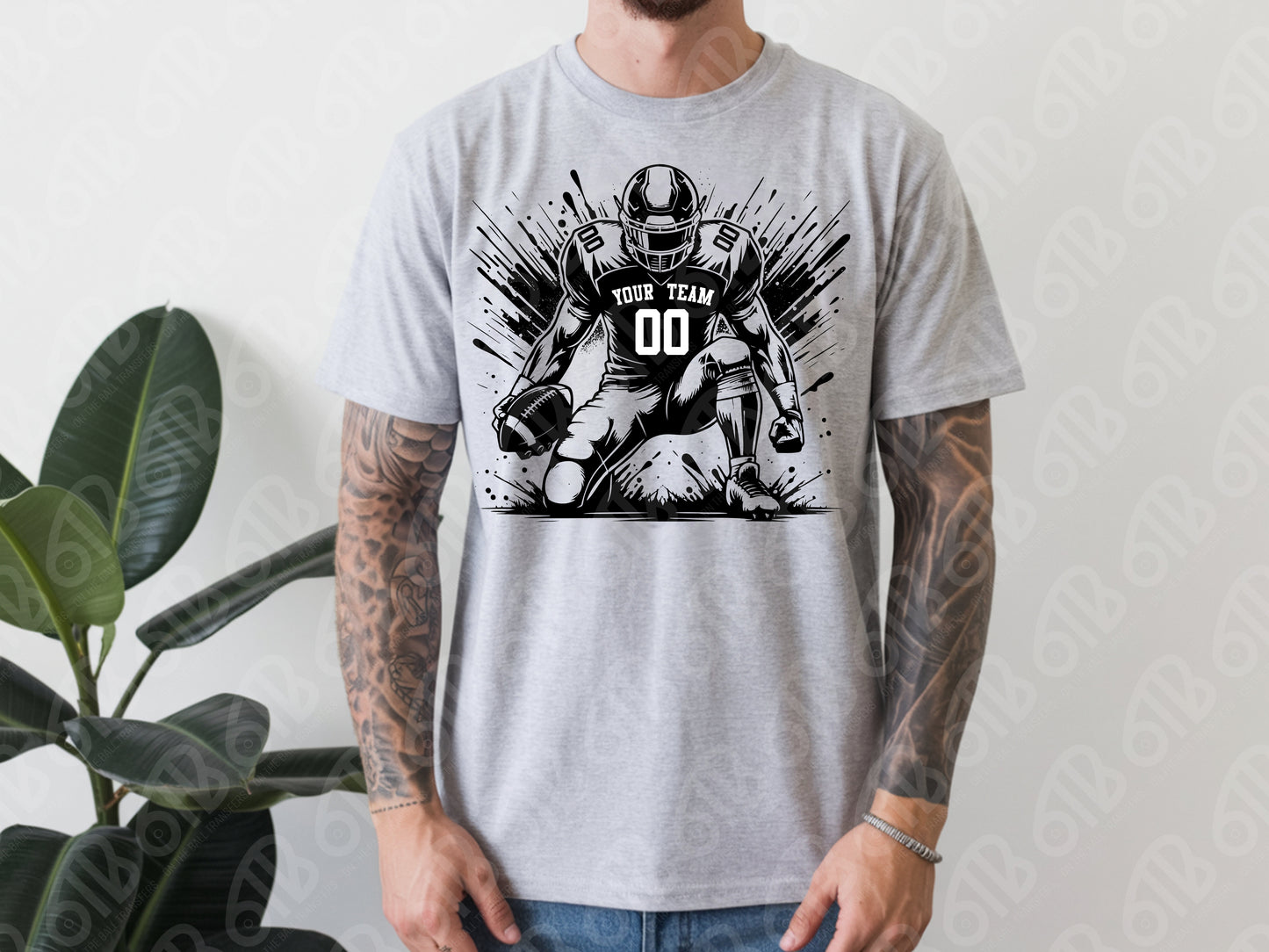 Football Player Custom Team and Number DTF Transfer