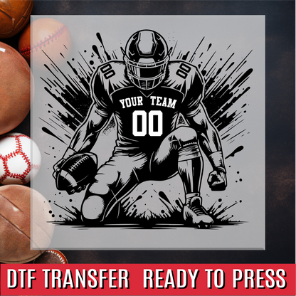 Football Player Custom Team and Number DTF Transfer