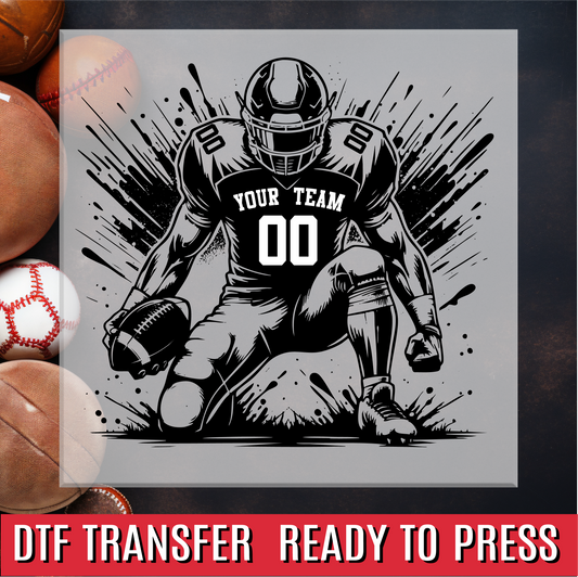 Football Player Custom Team and Number DTF Transfer
