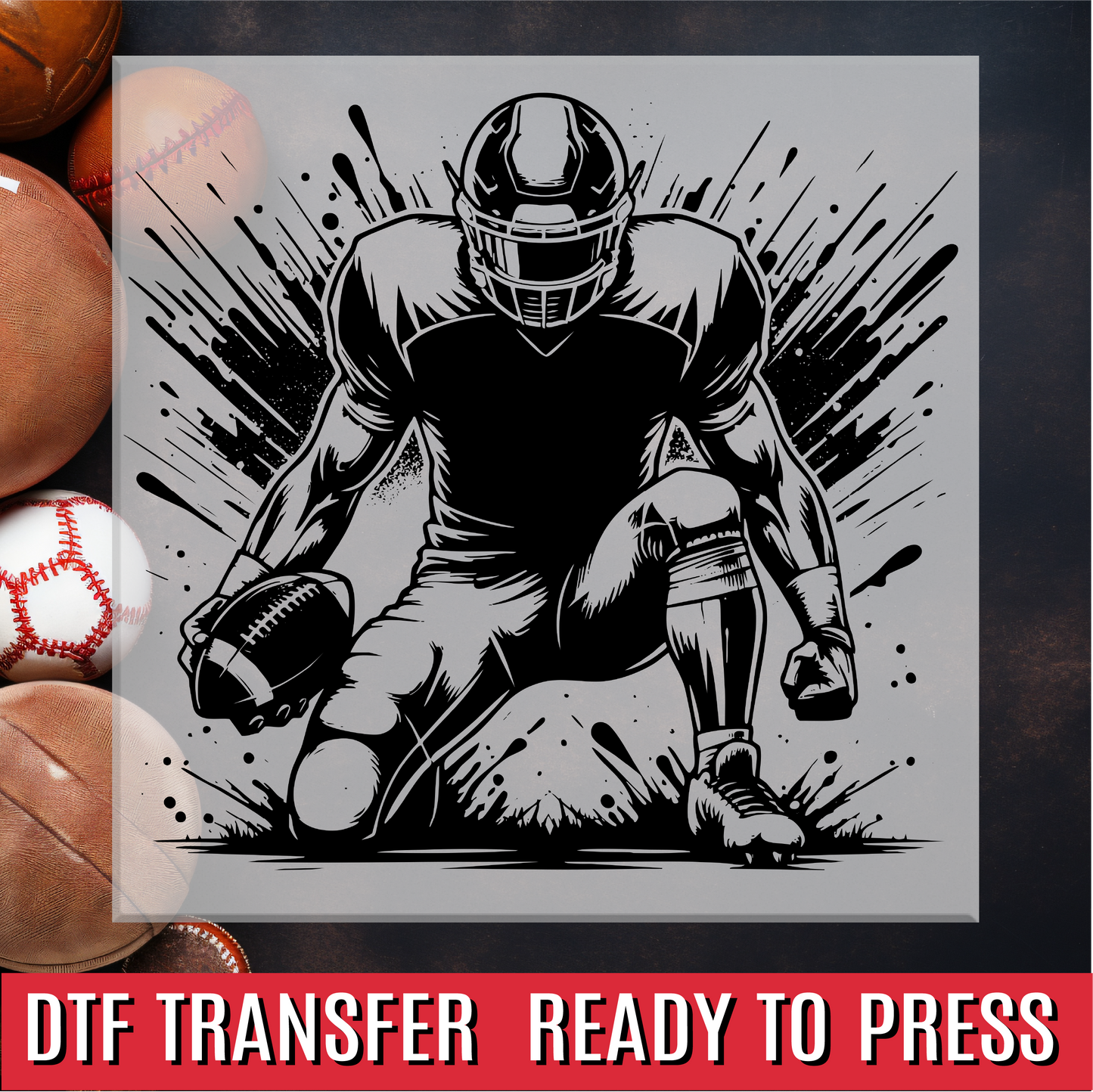 Football Player Custom Team and Number DTF Transfer
