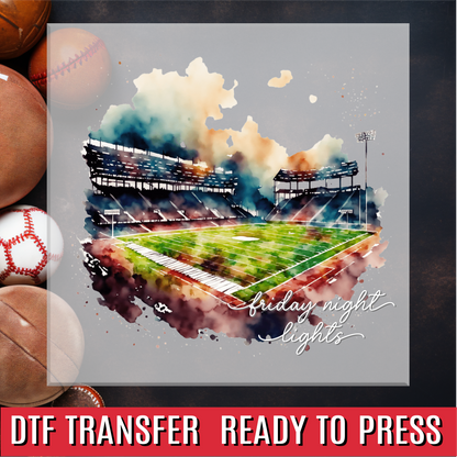 Friday Night Lights Watercolor Football Field DTF Transfer