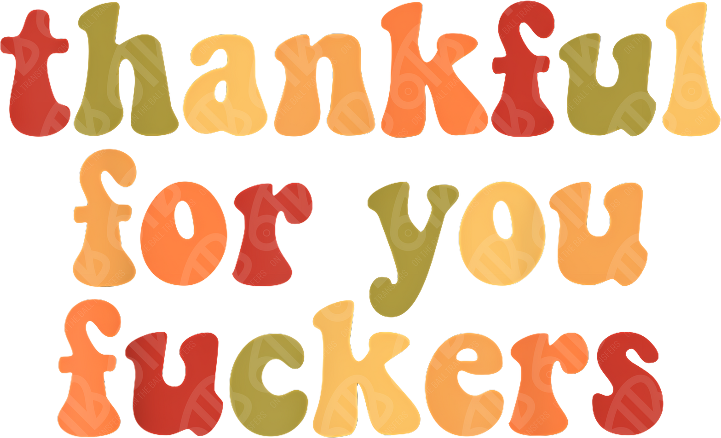 Thankful For You Fuckers Colorful DTF Transfer