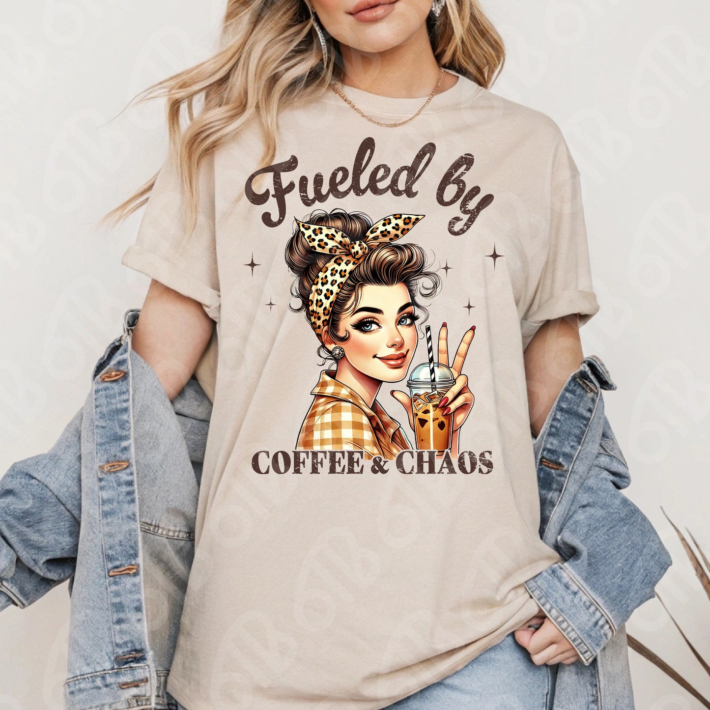 Fueled by Coffee & Chaos DTF Transfer
