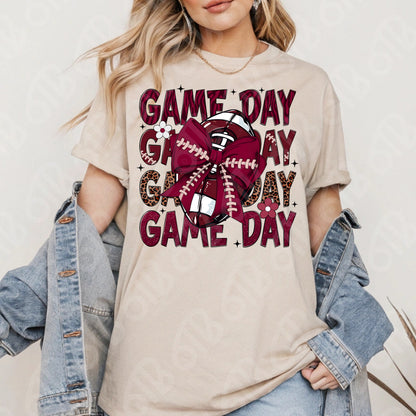 Game Day Football Dark Maroon DTF Transfer