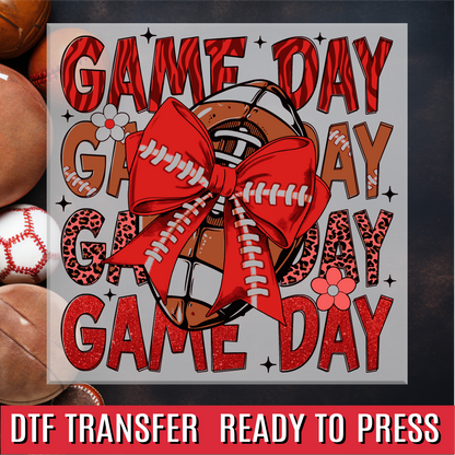 Game Day Football Red DTF Transfer