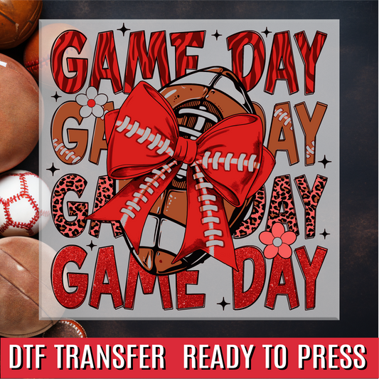 Game Day Football Red DTF Transfer
