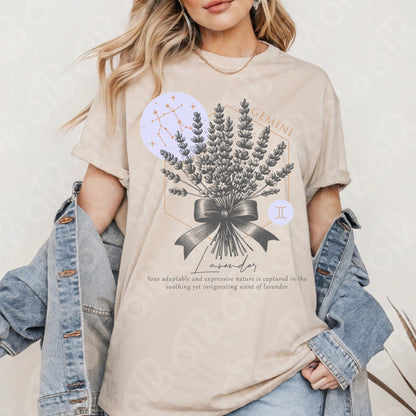 Gemini Zodiac Flowers DTF Transfer