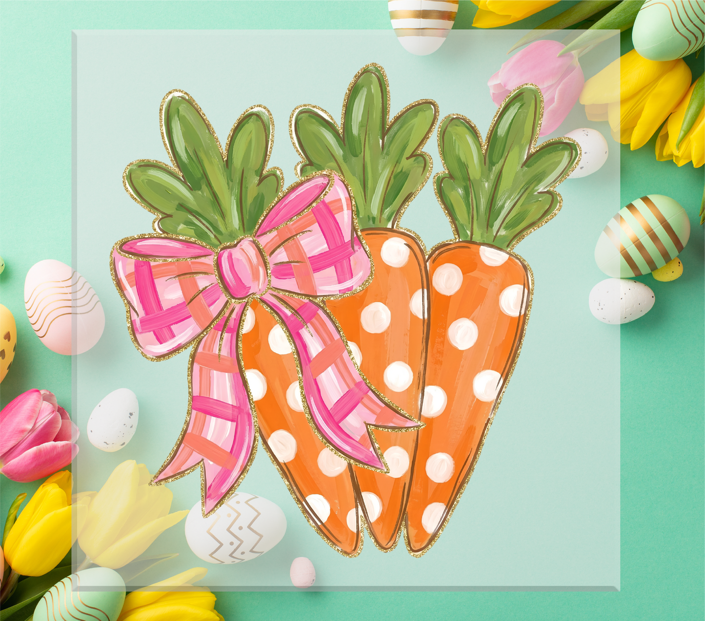Glitter Coquette Easter Carrots DTF Transfer