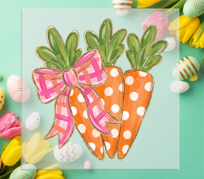 Glitter Coquette Easter Carrots DTF Transfer