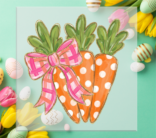 Glitter Coquette Easter Carrots DTF Transfer