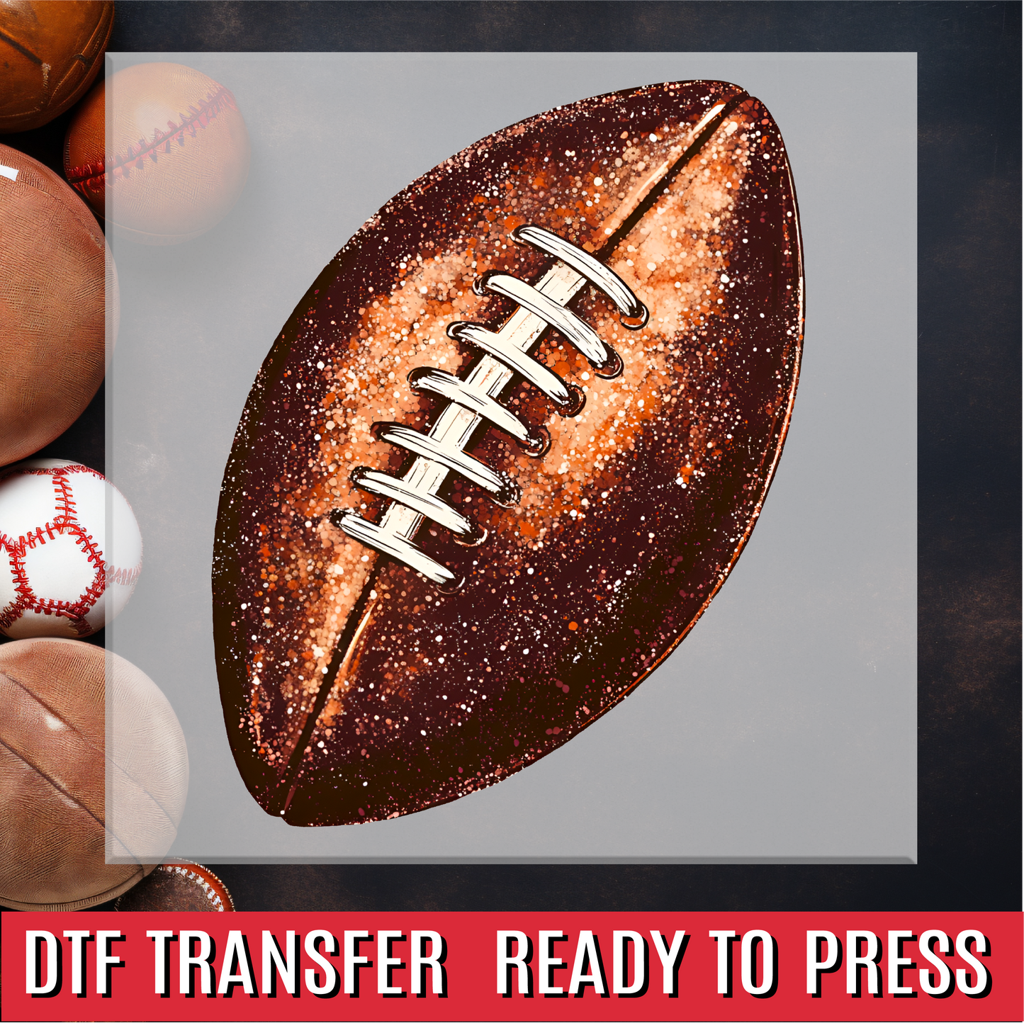 Faux Glitter Football DTF Transfer