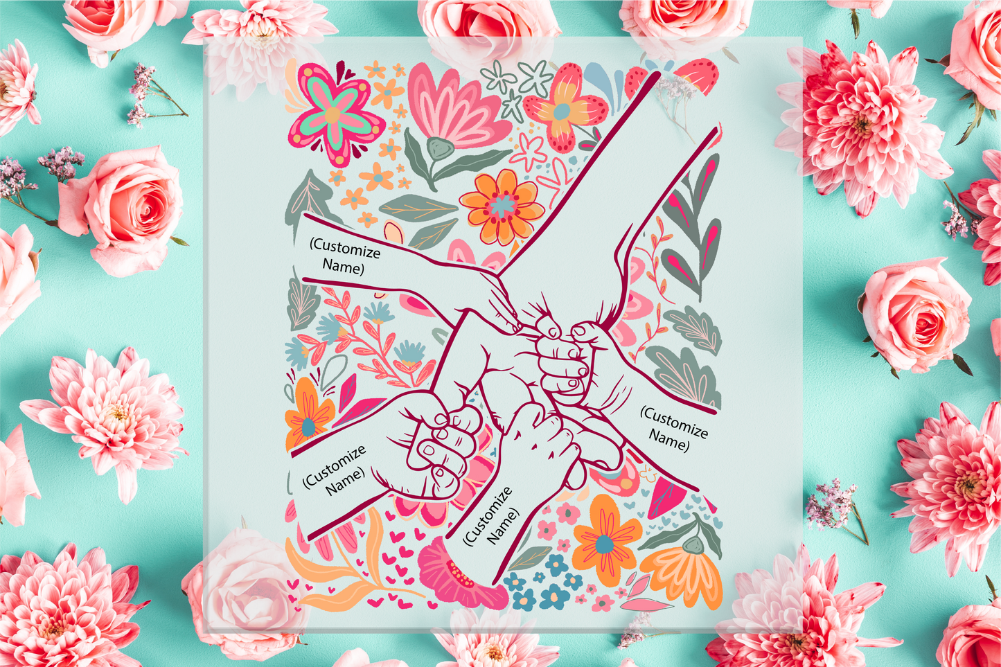 Mom and Child Holding Hands with Customization DTF Transfer