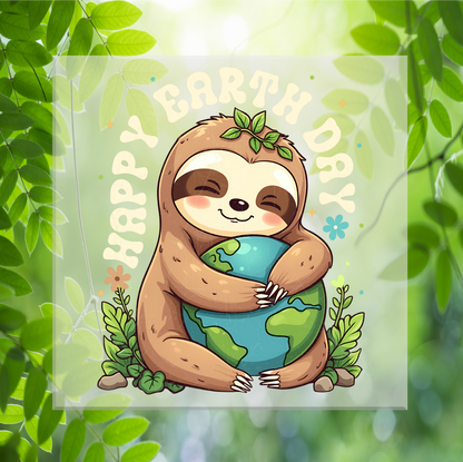 Happy Earth Day Sloth DTF Transfer