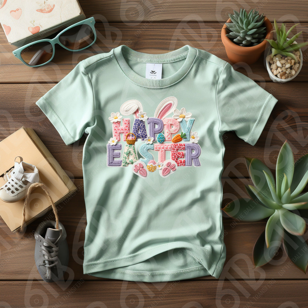 Happy Easter Faux Yarn DTF Transfer