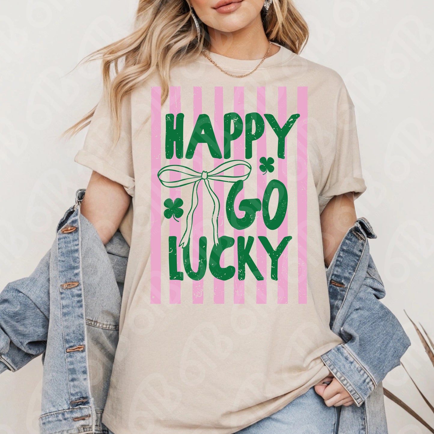 Happy Go Lucky Preppy Stripes DTF Transfer