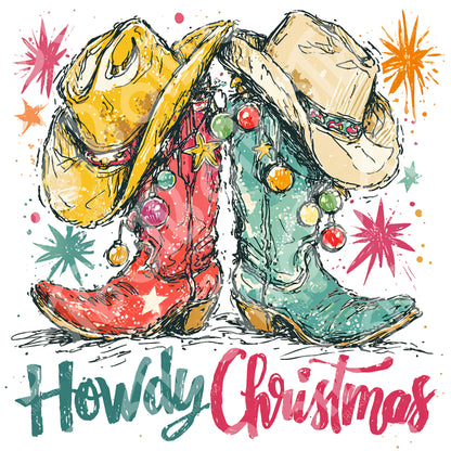 Howdy Christmas Boots DTF Transfer