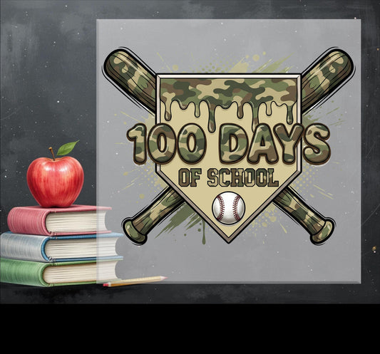 100 Days of School Baseball DTF Transfer