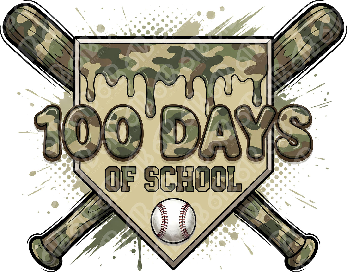 100 Days of School Baseball DTF Transfer