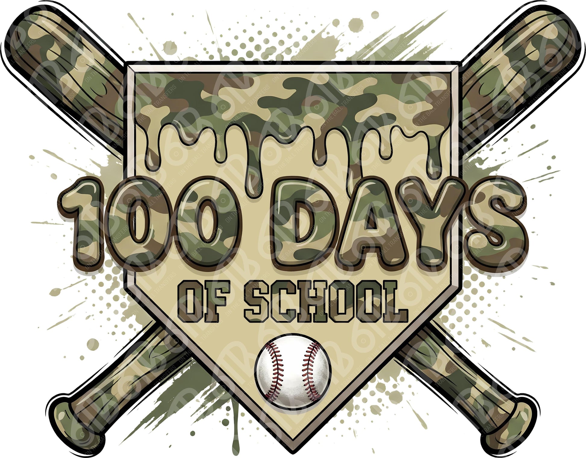 100 Days of School Baseball DTF Transfer