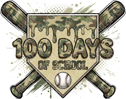 100 Days of School Baseball DTF Transfer