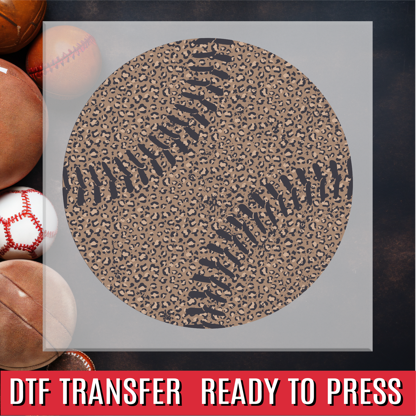 Leopard Print Baseball DTF Transfer