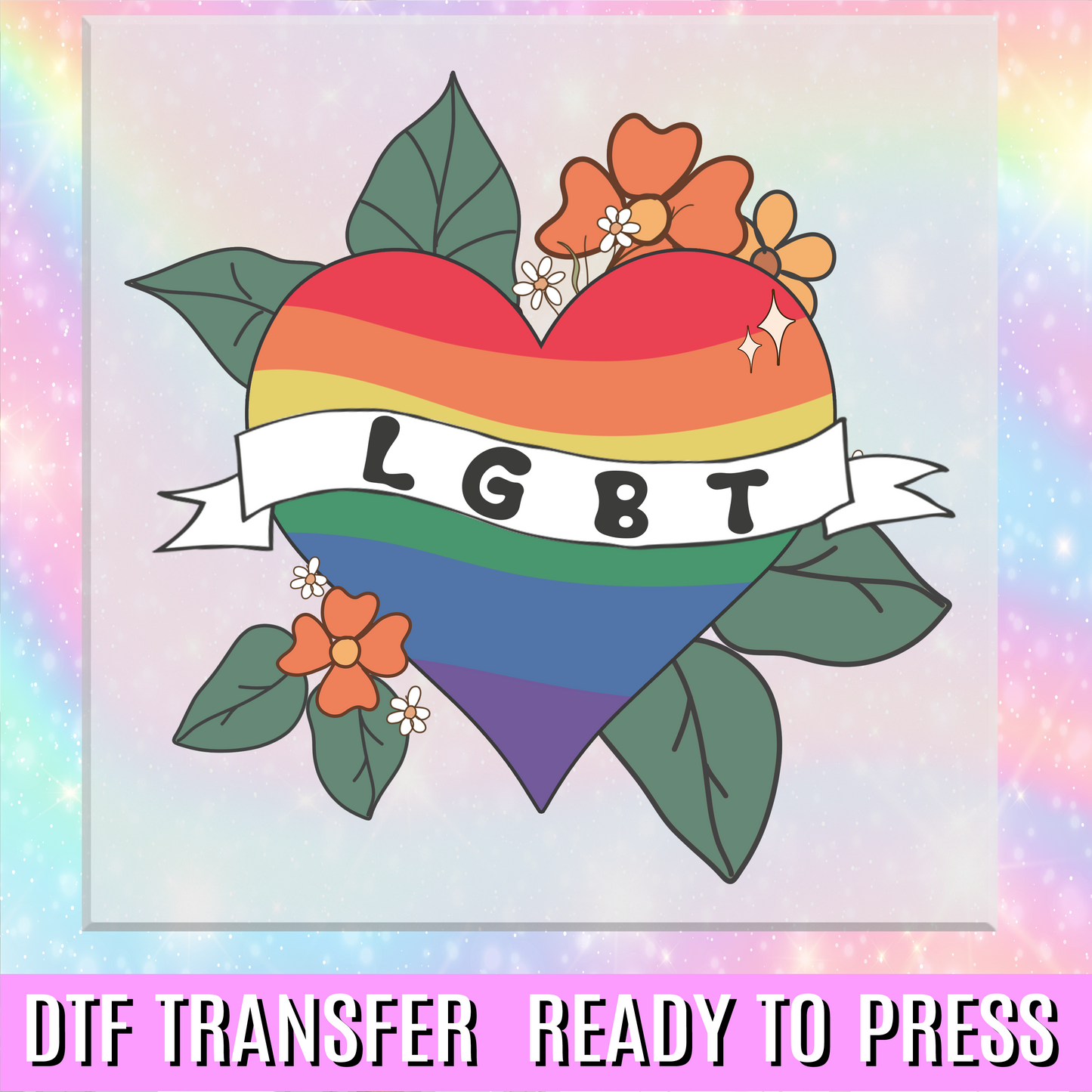 LGBT Floral Heart Traditional DTF Transfer
