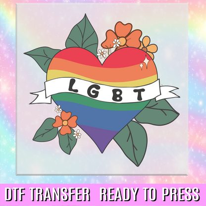 LGBT Floral Heart Traditional DTF Transfer
