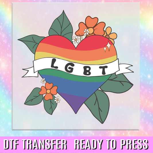LGBT Floral Heart Traditional DTF Transfer