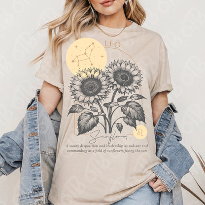 Leo Zodiac Flowers DTF Transfer