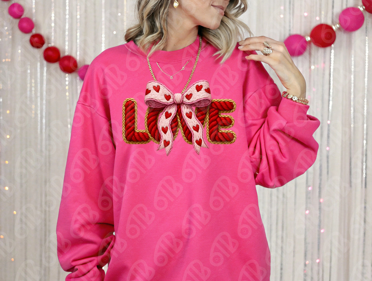 Love Faux Yarn with Bow DTF Transfer