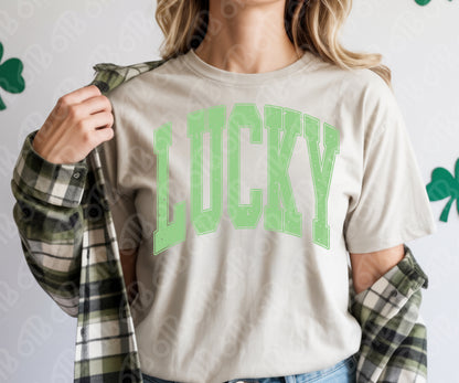 Lucky Light Green Distressed DTF Transfer