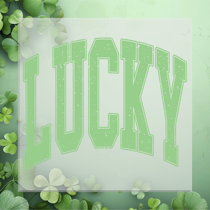 Lucky Light Green Distressed DTF Transfer