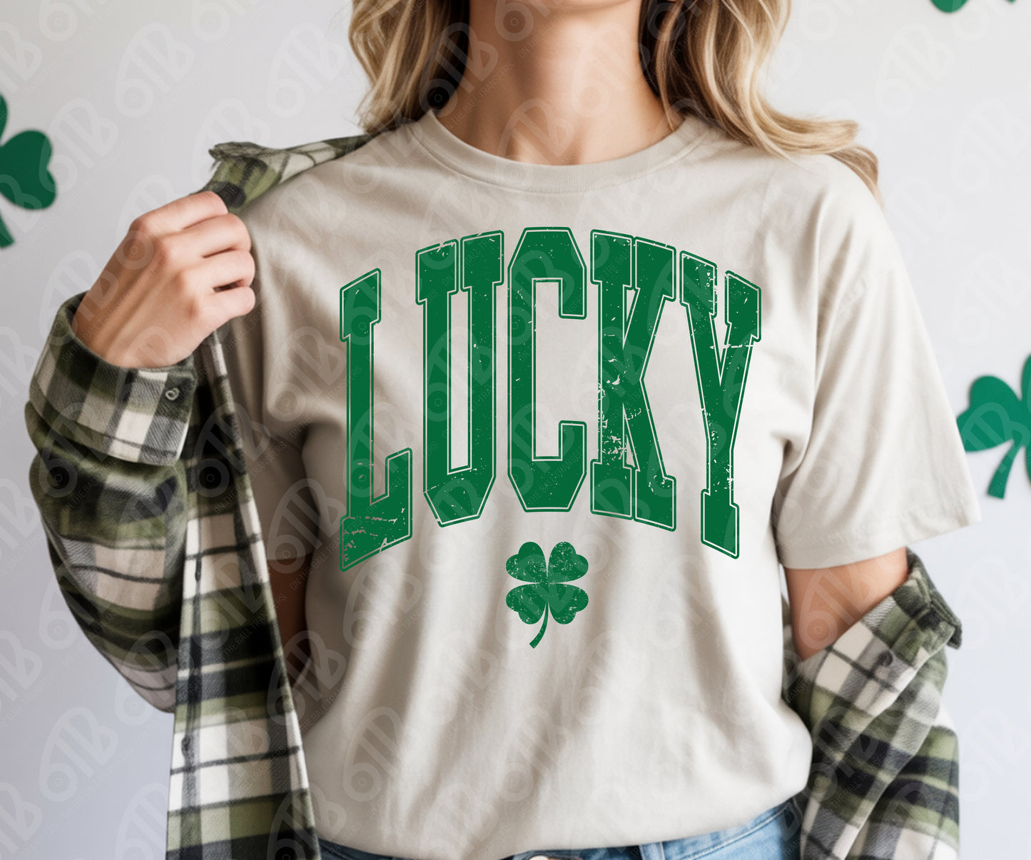 Lucky Distressed Shamrock DTF Transfer
