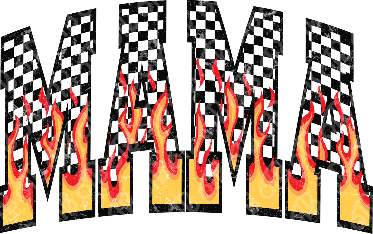 Mama Checkered Flames DTF Transfer
